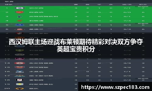 西汉姆联主场迎战布莱顿期待精彩对决双方争夺英超宝贵积分